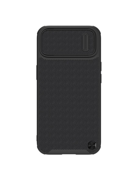 Nillkin Textured S Case iPhone 14 Plus šarvuotas dangtelis su fotoaparato dangteliu, juodas