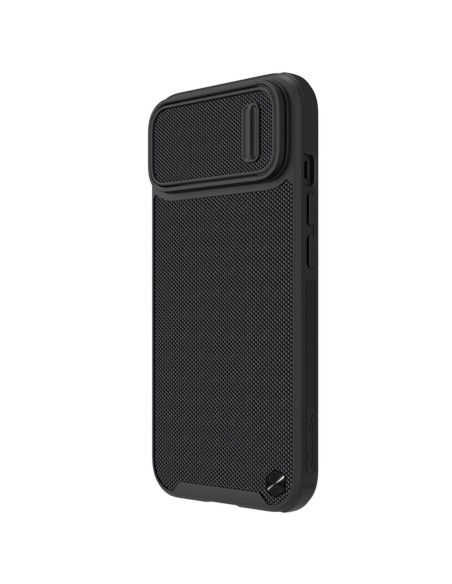 Nillkin Textured S Case iPhone 14 Plus šarvuotas dangtelis su fotoaparato dangteliu, juodas