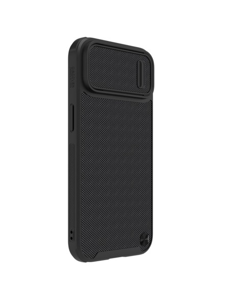 Nillkin Textured S Case iPhone 14 Plus šarvuotas dangtelis su fotoaparato dangteliu, juodas