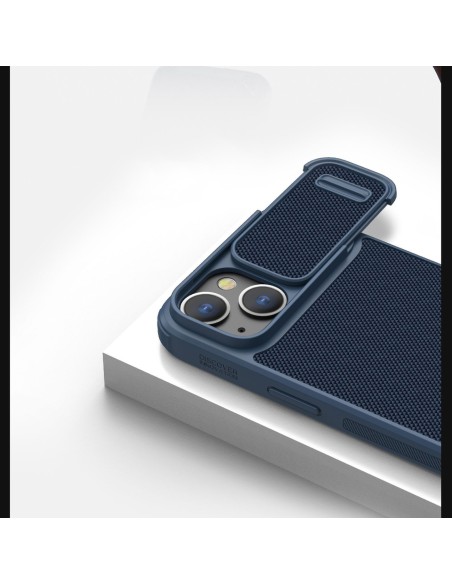 Nillkin Textured S Case iPhone 14 Plus šarvuotas dangtelis su fotoaparato dangteliu, juodas