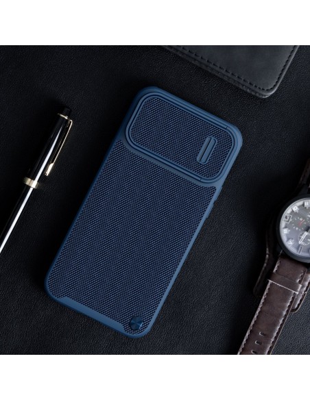 Nillkin Textured S Case iPhone 14 Plus šarvuotas dangtelis su fotoaparato dangteliu, juodas
