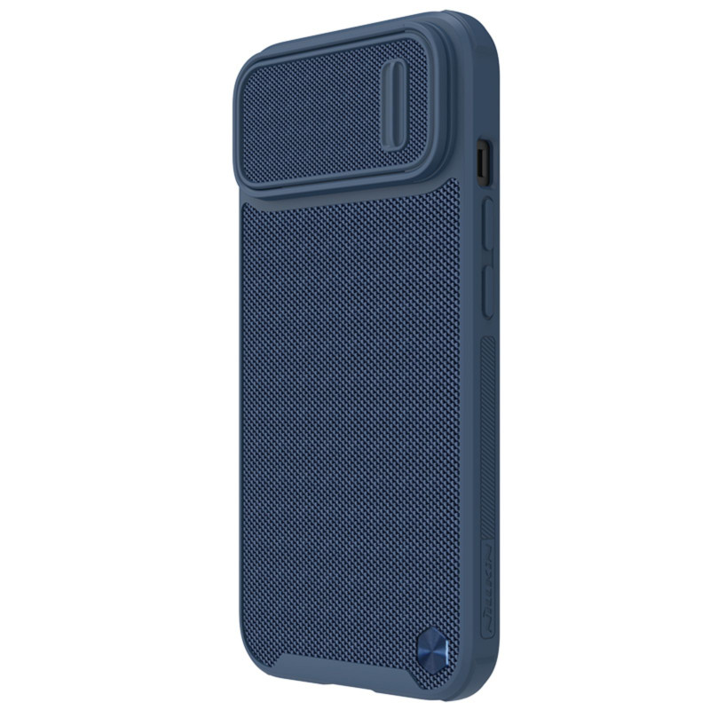 Nillkin Textured S Case iPhone 14 Plus, šarvuotas dangtelis su fotoaparato dangteliu, mėlynas