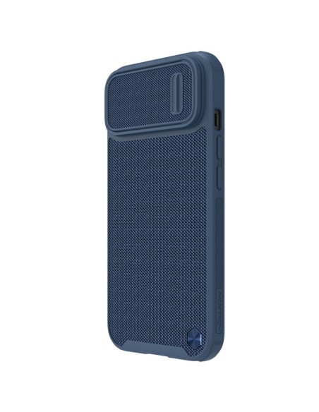 Nillkin Textured S Case iPhone 14 Plus, šarvuotas dangtelis su fotoaparato dangteliu, mėlynas