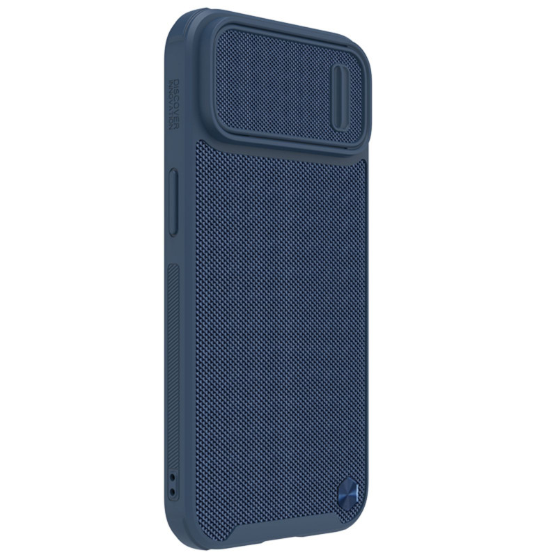 Nillkin Textured S Case iPhone 14 Plus, šarvuotas dangtelis su fotoaparato dangteliu, mėlynas