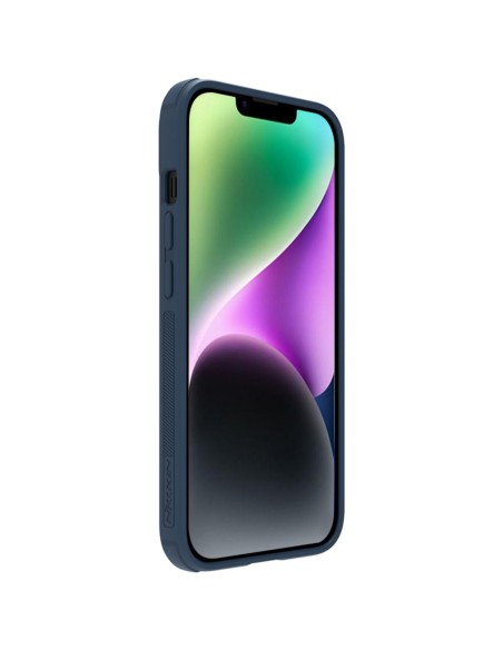 Nillkin Textured S Case iPhone 14 Plus, šarvuotas dangtelis su fotoaparato dangteliu, mėlynas