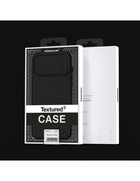 Nillkin Textured S Case iPhone 14 Plus, šarvuotas dangtelis su fotoaparato dangteliu, mėlynas