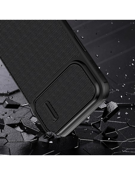 Nillkin Textured S Case iPhone 14 Plus, šarvuotas dangtelis su fotoaparato dangteliu, mėlynas