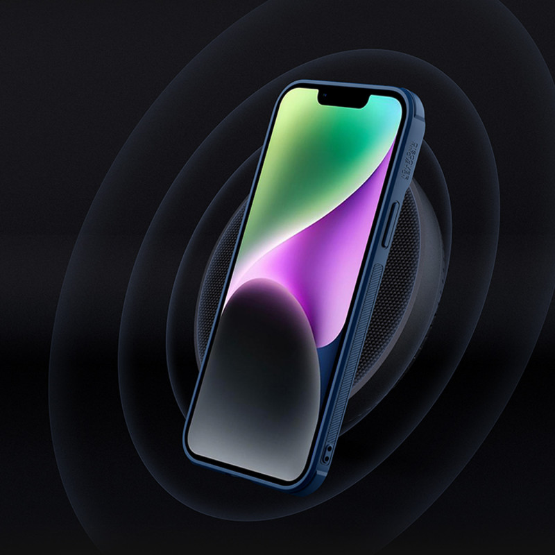 Nillkin Textured S Case iPhone 14 Plus, šarvuotas dangtelis su fotoaparato dangteliu, mėlynas