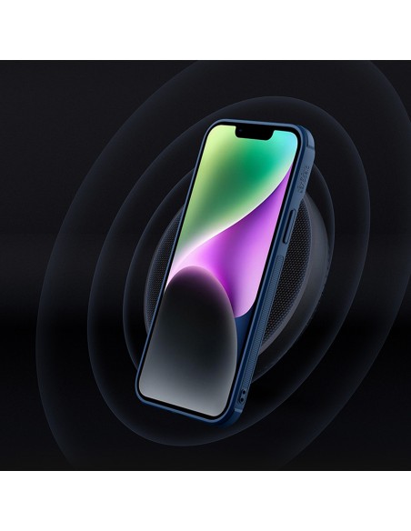 Nillkin Textured S Case iPhone 14 Plus, šarvuotas dangtelis su fotoaparato dangteliu, mėlynas