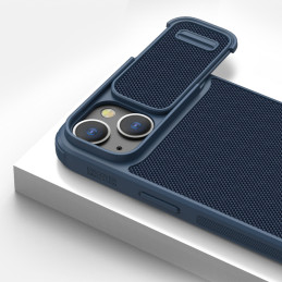 Nillkin Textured S Case iPhone 14 Plus, šarvuotas dangtelis su fotoaparato dangteliu, mėlynas