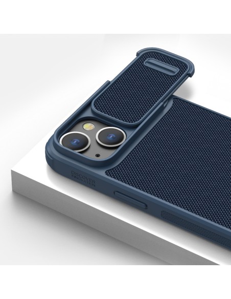 Nillkin Textured S Case iPhone 14 Plus, šarvuotas dangtelis su fotoaparato dangteliu, mėlynas