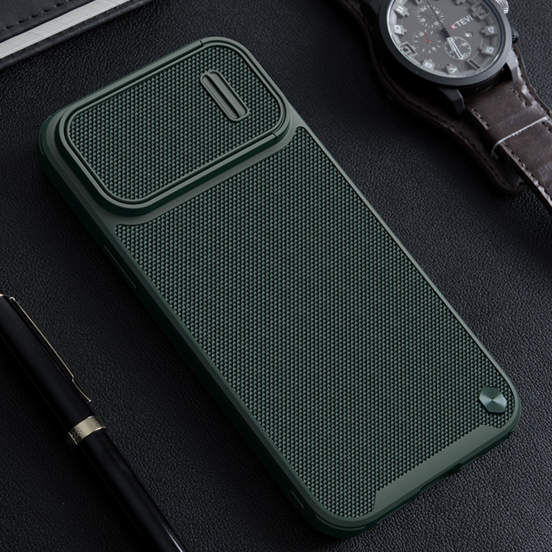 Nillkin Textured S Case iPhone 14 Plus, šarvuotas dangtelis su fotoaparato dangteliu, mėlynas