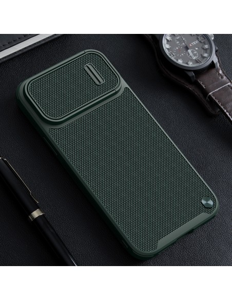 Nillkin Textured S Case iPhone 14 Plus, šarvuotas dangtelis su fotoaparato dangteliu, mėlynas