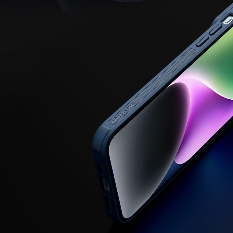 Nillkin Textured S Case iPhone 14 Plus šarvuotas dangtelis su žalios spalvos fotoaparato dangteliu