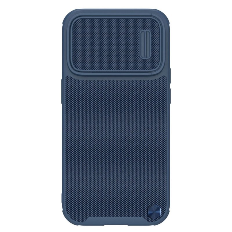 Nillkin Textured S Case iPhone 14 Pro Max šarvuotas dangtelis su mėlynu fotoaparato dangteliu