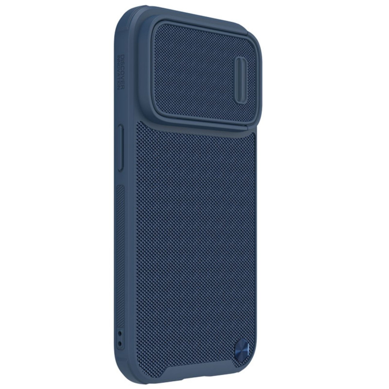 Nillkin Textured S Case iPhone 14 Pro Max šarvuotas dangtelis su mėlynu fotoaparato dangteliu