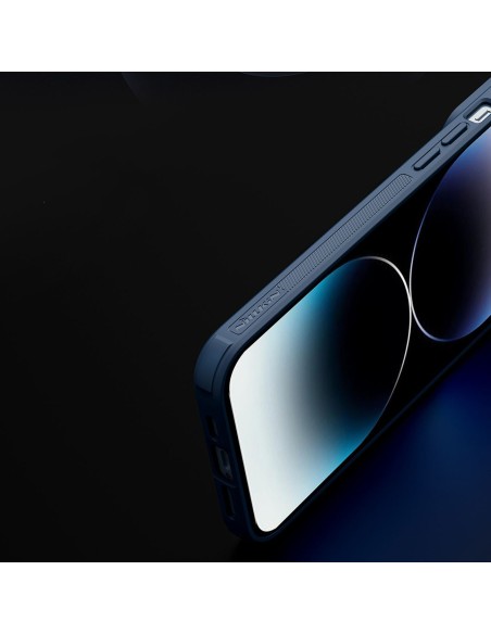 Nillkin Textured S Case iPhone 14 Pro Max šarvuotas dangtelis su mėlynu fotoaparato dangteliu