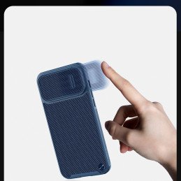 Nillkin Textured S Case iPhone 14 Pro Max šarvuotas dangtelis su mėlynu fotoaparato dangteliu