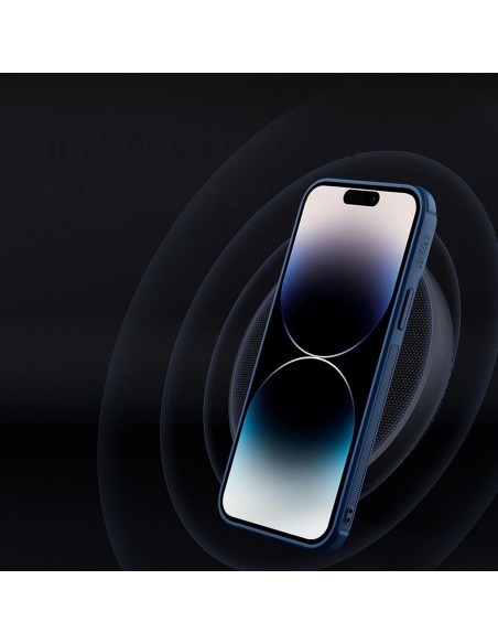 Nillkin Textured S Case iPhone 14 Pro Max šarvuotas dangtelis su mėlynu fotoaparato dangteliu