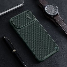 Nillkin Textured S Case iPhone 14 Pro Max šarvuotas dangtelis su mėlynu fotoaparato dangteliu