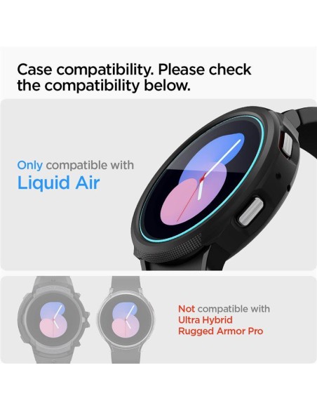 Spigen Glas.tR EZ Fit grūdintas stiklas, skirtas Samsung Galaxy Watch 4 / 5 (40 mm) - 2 vnt. Spigen Glas.tR EZ Fit grūdintas stiklas, skirtas Samsung Galaxy Watch 4 / 5 (40 mm) - 2 vnt.