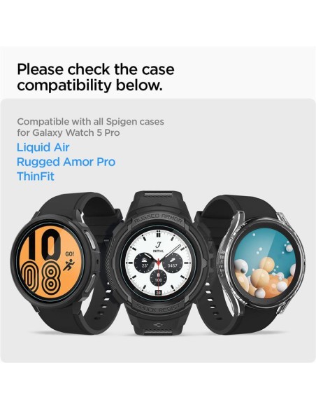 Spigen Glas.tR EZ Fit grūdintas stiklas, skirtas Samsung Galaxy Watch 5 Pro (45 mm) - 2 vnt. Spigen Glas.tR EZ Fit grūdintas stiklas, skirtas Samsung Galaxy Watch 5 Pro (45 mm) - 2 vnt.