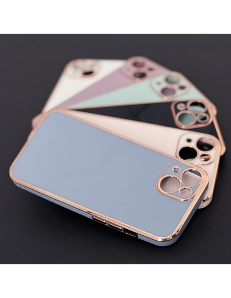 Lighting Color Case Dėklas, skirtas Samsung Galaxy A73 5G Gel Cover with Gold Frame Blue