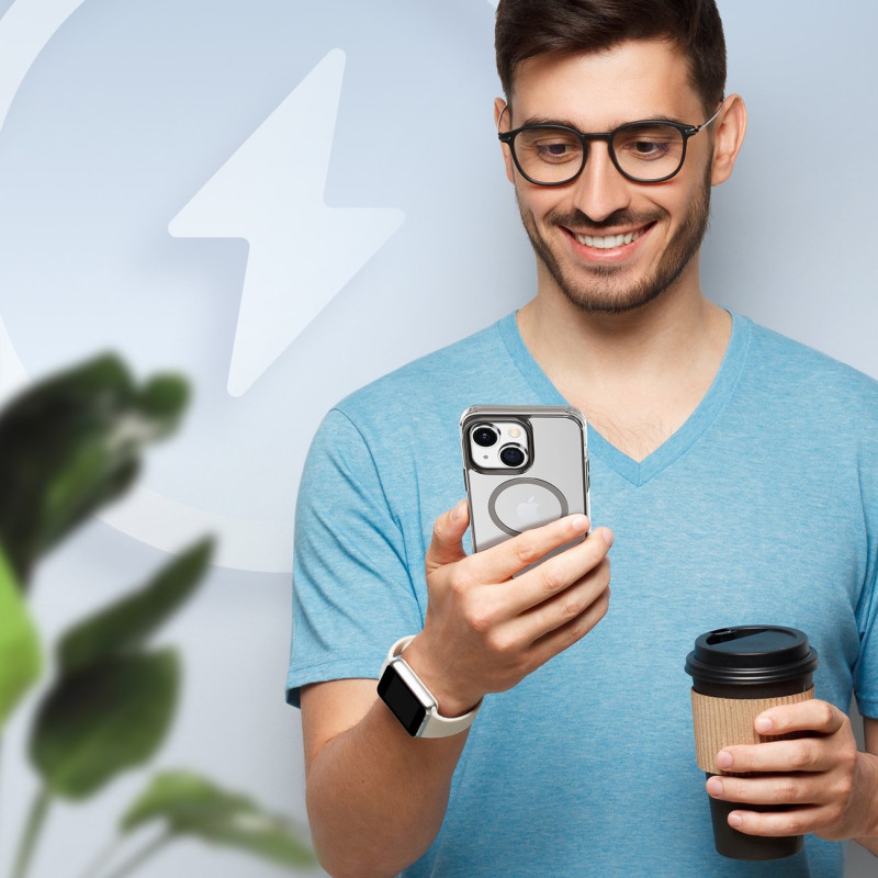 Dux Ducis Clin2 dėklas iPhone 14 Plus, magnetinis MagSafe dėklas, pilkas