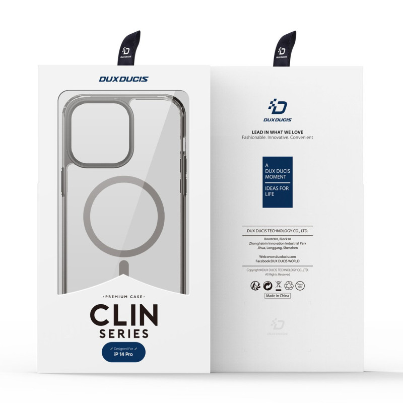 Dux Ducis Clin2 iPhone 14 Pro dėklas, magnetinis MagSafe dangtelis, pilkas