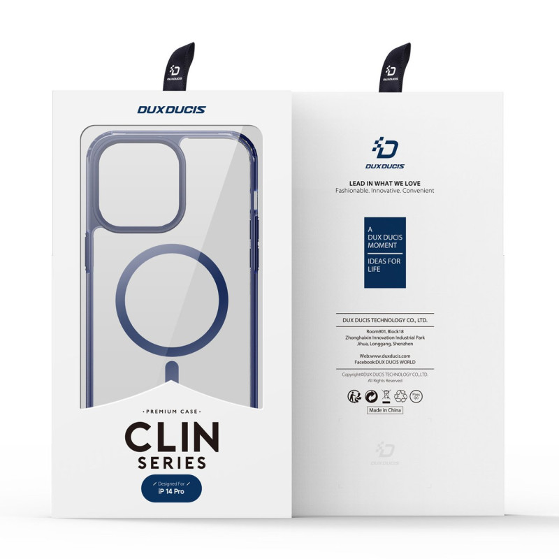 Dux Ducis Clin2 iPhone 14 Pro dėklas, magnetinis MagSafe dangtelis, mėlynas