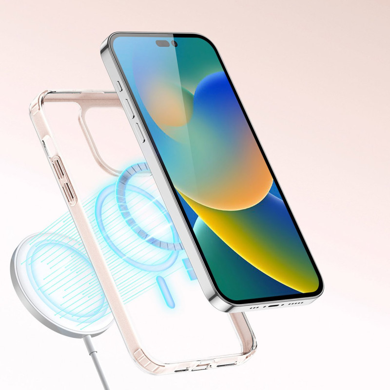 Dux Ducis Clin2 iPhone 14 Pro dėklas, magnetinis MagSafe dangtelis, rožinis