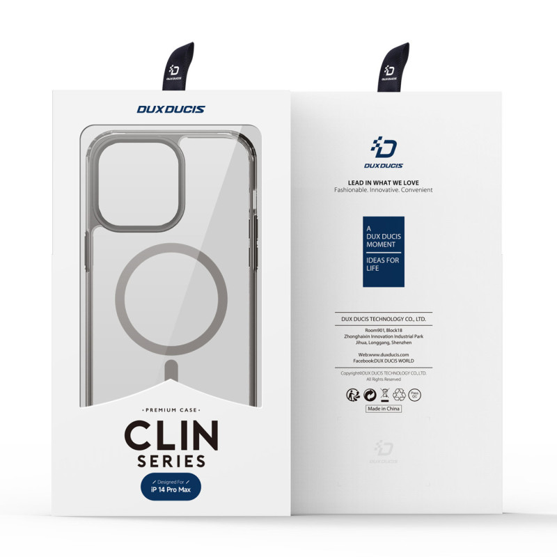 Dux Ducis Clin2 dėklas iPhone 14 Pro Max, magnetinis MagSafe dangtelis, pilkas