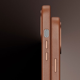Dux Ducis Naples dėklas iPhone 14 magnetiniam odiniam dėklui MagSafe rudas