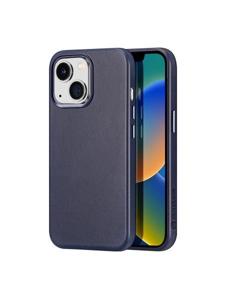 Dux Ducis Naples dėklas iPhone 14 magnetiniam odiniam dėklui MagSafe mėlynas