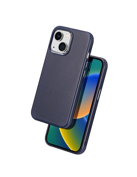 Dux Ducis Naples dėklas iPhone 14 magnetiniam odiniam dėklui MagSafe mėlynas