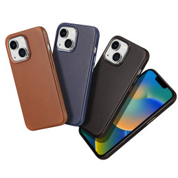 Dux Ducis Naples dėklas iPhone 14 Plus magnetinis odinis dėklas MagSafe mėlynas