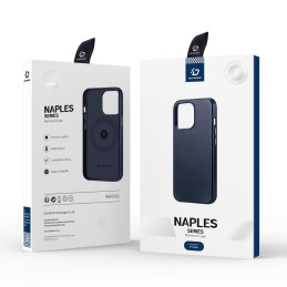 Dux Ducis Naples dėklas iPhone 14 Plus magnetinis odinis dėklas MagSafe mėlynas