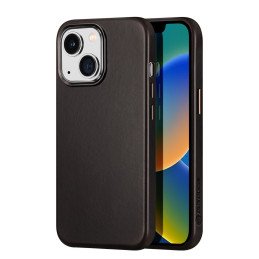 Dux Ducis Naples dėklas, skirtas iPhone 14 Plus odinis dangtelis (suderinamas su MagSafe) Tamsiai ruda