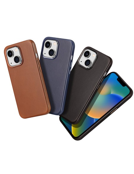 Dux Ducis Naples dėklas, skirtas iPhone 14 Plus odinis dangtelis (suderinamas su MagSafe) Tamsiai ruda Dux Ducis Naples dėklas, skirtas iPhone 14 Plus odinis dangtelis (suderinamas su MagSafe) Tamsiai ruda