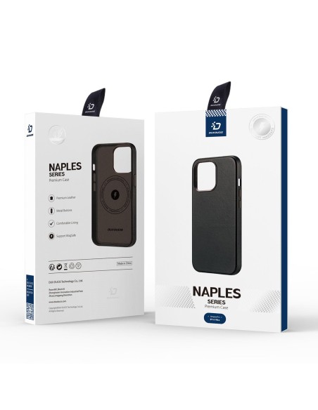 Dux Ducis Naples dėklas, skirtas iPhone 14 Plus odinis dangtelis (suderinamas su MagSafe) Tamsiai ruda Dux Ducis Naples dėklas, skirtas iPhone 14 Plus odinis dangtelis (suderinamas su MagSafe) Tamsiai ruda