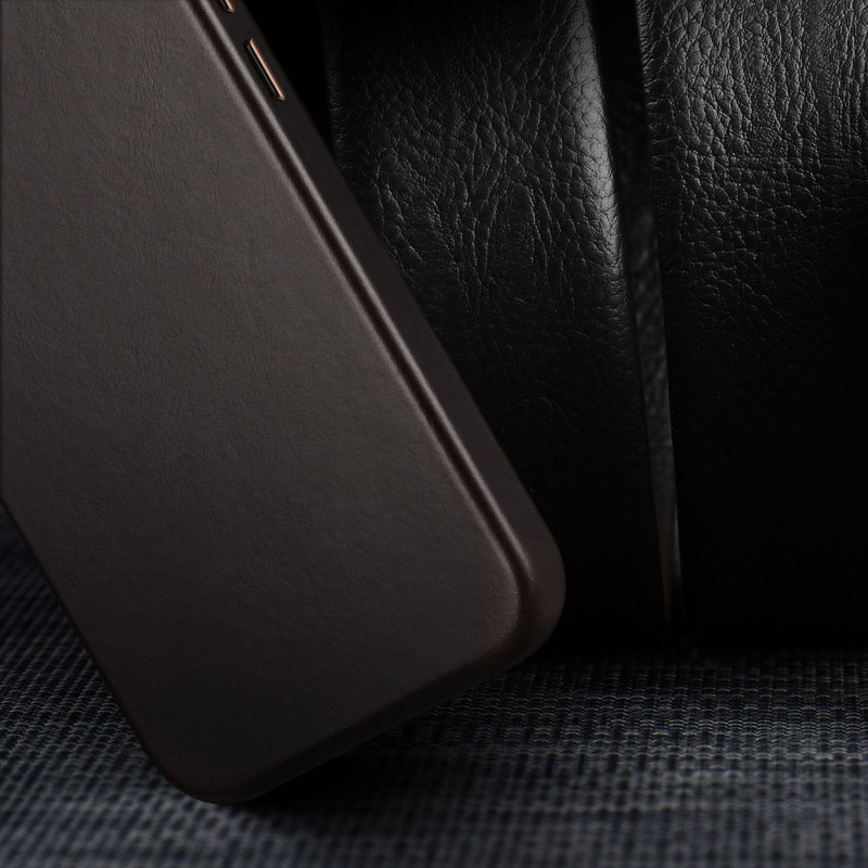 Dux Ducis Naples dėklas, skirtas iPhone 14 Plus odinis dangtelis (suderinamas su MagSafe) Tamsiai ruda