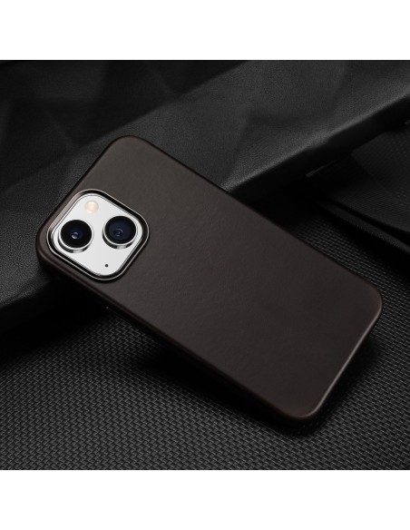 Dux Ducis Naples dėklas, skirtas iPhone 14 Plus odinis dangtelis (suderinamas su MagSafe) Tamsiai ruda Dux Ducis Naples dėklas, skirtas iPhone 14 Plus odinis dangtelis (suderinamas su MagSafe) Tamsiai ruda