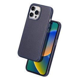 Dux Ducis Naples dėklas iPhone 14 Pro magnetinis odinis dėklas MagSafe mėlynas