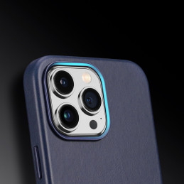 Dux Ducis Naples dėklas iPhone 14 Pro magnetinis odinis dėklas MagSafe mėlynas