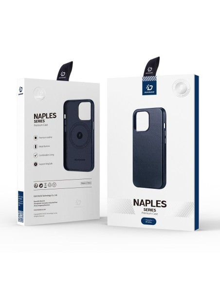 Dux Ducis Naples dėklas iPhone 14 Pro magnetinis odinis dėklas MagSafe mėlynas Dux Ducis Naples dėklas iPhone 14 Pro magnetinis odinis dėklas MagSafe mėlynas