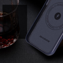 Dux Ducis Naples dėklas iPhone 14 Pro magnetinis odinis dėklas MagSafe mėlynas