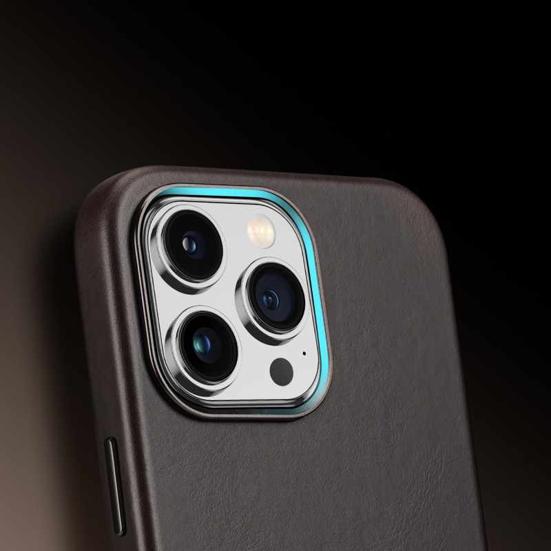 Dux Ducis Naples dėklas iPhone 14 Pro odinis dangtelis (suderinamas su MagSafe) Tamsiai ruda