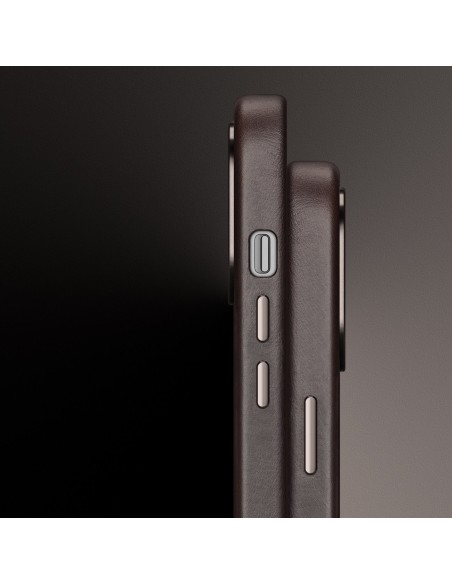 Dux Ducis Naples dėklas iPhone 14 Pro odinis dangtelis (suderinamas su MagSafe) Tamsiai ruda Dux Ducis Naples dėklas iPhone 14 Pro odinis dangtelis (suderinamas su MagSafe) Tamsiai ruda