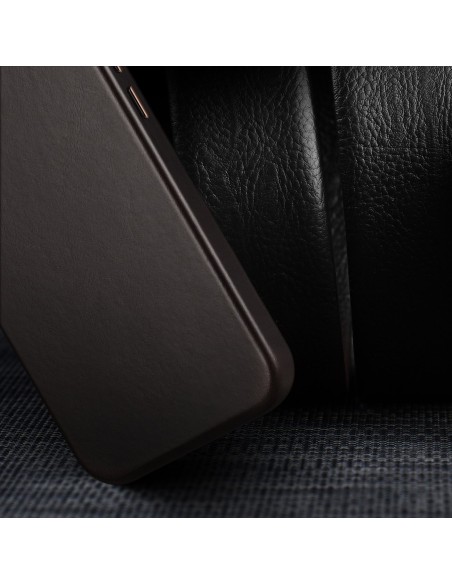Dux Ducis Naples dėklas iPhone 14 Pro odinis dangtelis (suderinamas su MagSafe) Tamsiai ruda Dux Ducis Naples dėklas iPhone 14 Pro odinis dangtelis (suderinamas su MagSafe) Tamsiai ruda