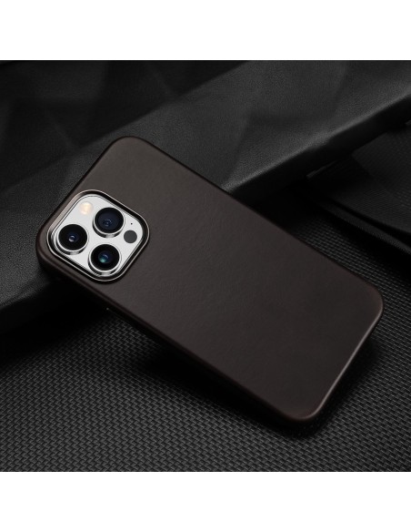 Dux Ducis Naples dėklas iPhone 14 Pro odinis dangtelis (suderinamas su MagSafe) Tamsiai ruda Dux Ducis Naples dėklas iPhone 14 Pro odinis dangtelis (suderinamas su MagSafe) Tamsiai ruda